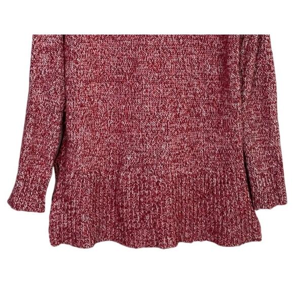 J.Crew Oversized Wool Blend Chunky Cable Knit Turtleneck High Low Sweater S Red - Picture 7 of 15